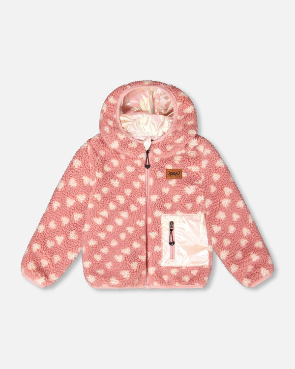 Reversible Mid-Season Sherpa Jacket Pink Heart - H20W65_599