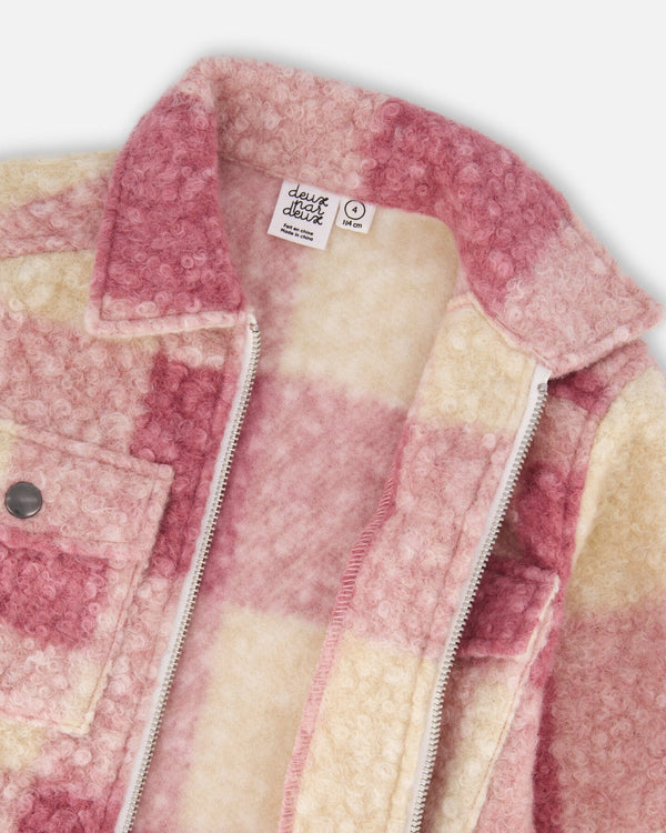 Zipped Plaid Overshirt Off-White And Pink - H20YG18_000
