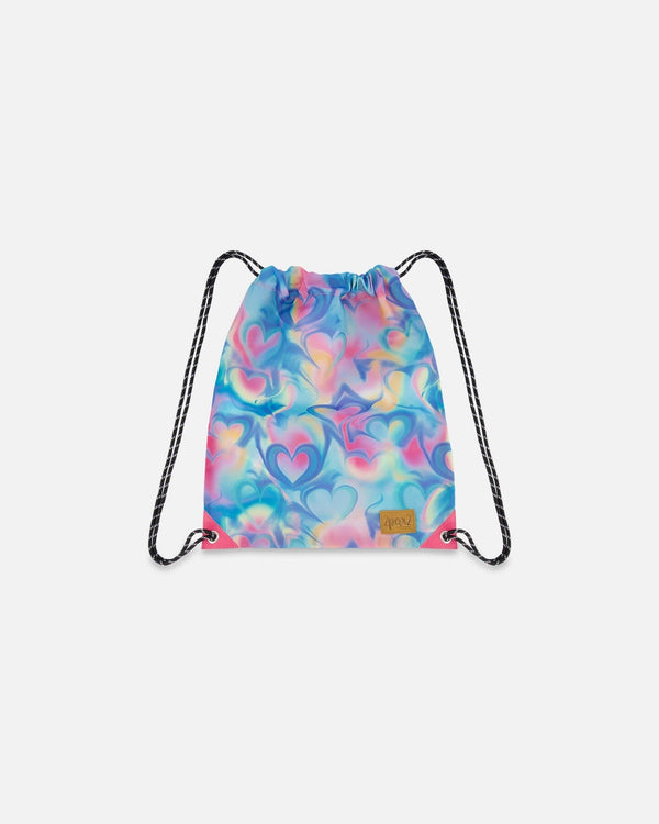 Drawstring Bag Rainbow Heart Print - H20ZSC_017