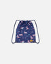 Drawstring Bag Navy Unicorn Print - H20ZSC_037