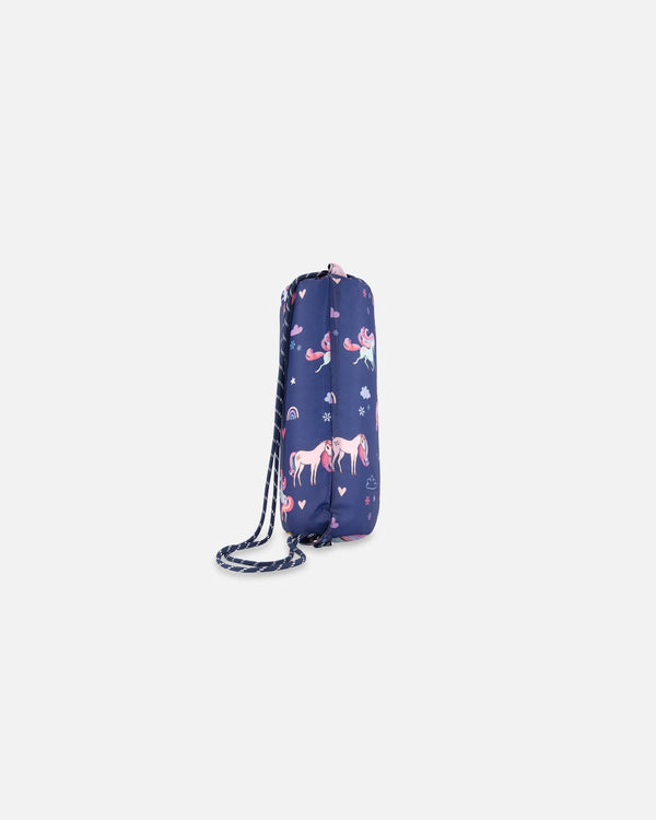 Drawstring Bag Navy Unicorn Print - H20ZSC_037