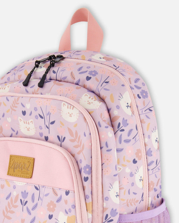 Little Kids Backpack Lilac Cat Print School Supplies Deux par Deux