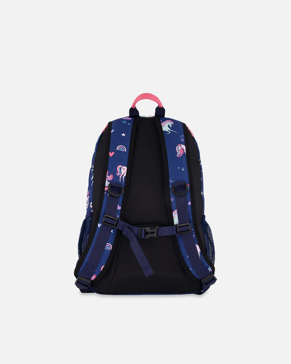 Kids Backpack Navy Unicorn Print - H20ZSD_037