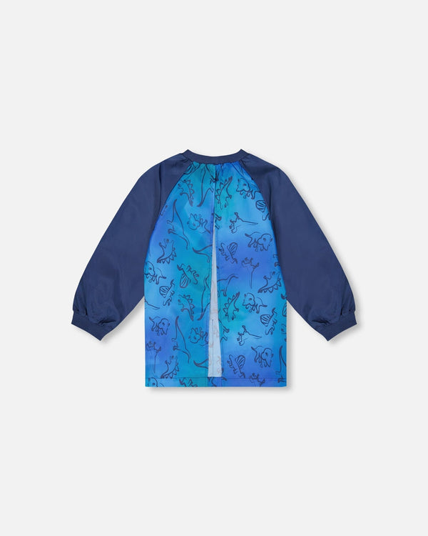 School Apron Blue Gradient Dinosaur Print - H20ZTA_027