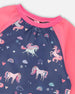 School Apron Navy Unicorn Print - H20ZTA_037