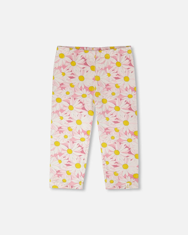Jersey Capri Pink Printed Daisies - H30I60_3H136
