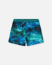 Swim Trunks Blue Waves Print - H30OB33_3H165
