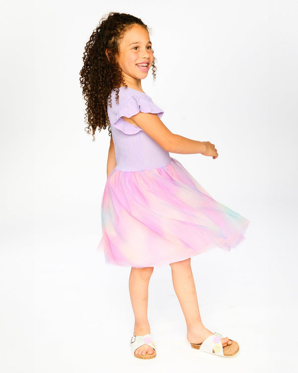 Bi-Material Mesh Dress Lilac - H30Q92_05001