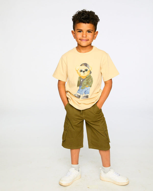 Organic Cotton Jersey T-Shirt With Print Beige - H30U76_01090