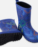 Rain Boots In Natural Rubber Blue Smiley Print - H30WB10_3H030