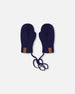 Baby Knit Mittens With Cord Navy Blue - H30WT25_04790