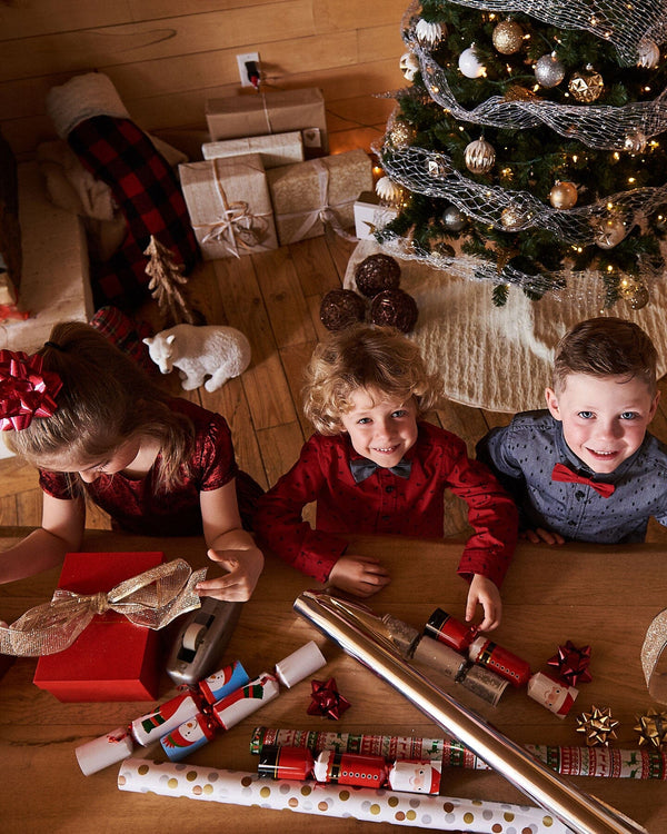 Printed Pine Chambray Shirt With Bow Tie Gray Tees & Tops Deux par Deux