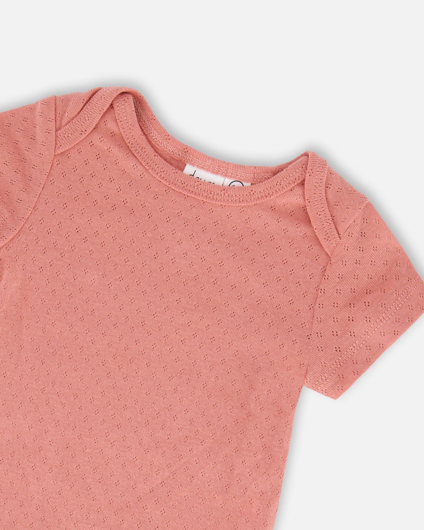 Organic Cotton Pointelle Knit Onesie And Shortall Set Heather Beige With Printed Cat - F30A12_078