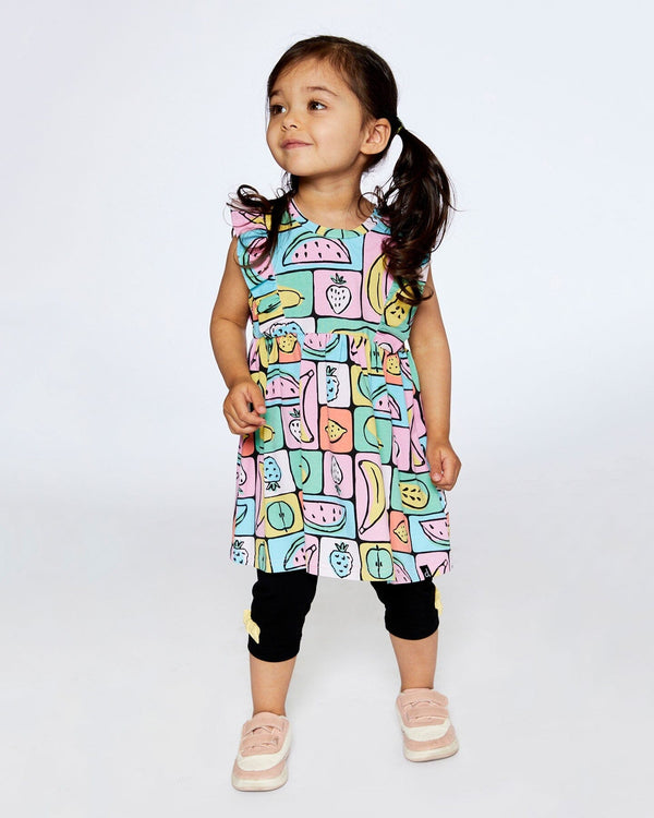 Organic Cotton Jersey Tunic And Capri Set Printed Fruits Square - F30E10_089