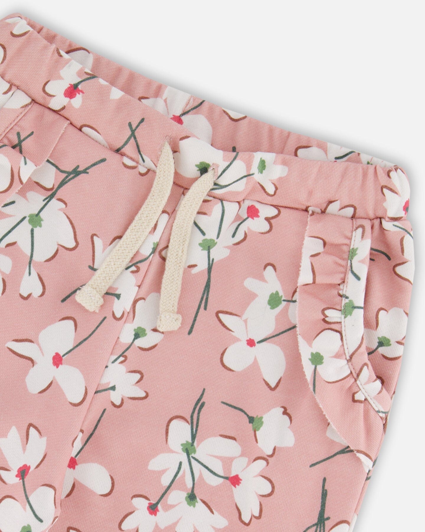 French Terry Sweatpant Pink Jasmine Flower Print - F30F20_097