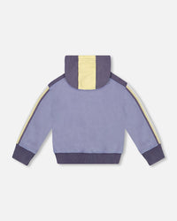 French Terry Hooded Cardigan Blue And Lime - F30S31_467