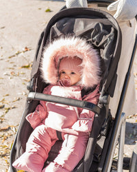 One-Piece Baby Snug Snowsuit Designed For Car Seat Dark Gray Blue Snowsuits Deux par Deux 