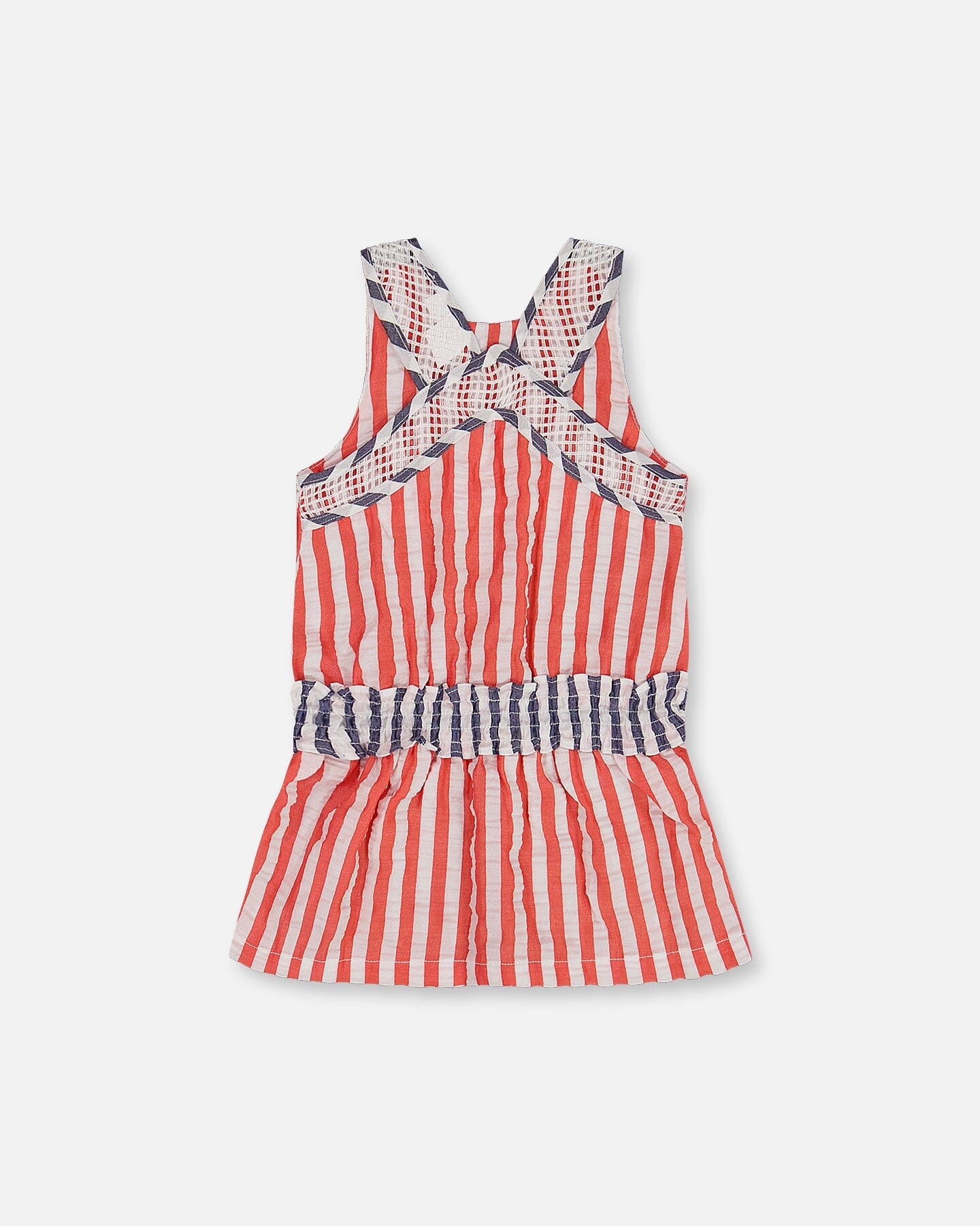 Sleeveless Seersucker Tunic Red, White, And Black - G30G76_829