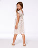 Printed Seersucker Dress With Frill Pink Flowers On Cream Background - G30I88_097