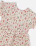 Printed Seersucker Dress With Frill Pink Flowers On Cream Background - G30I88_097