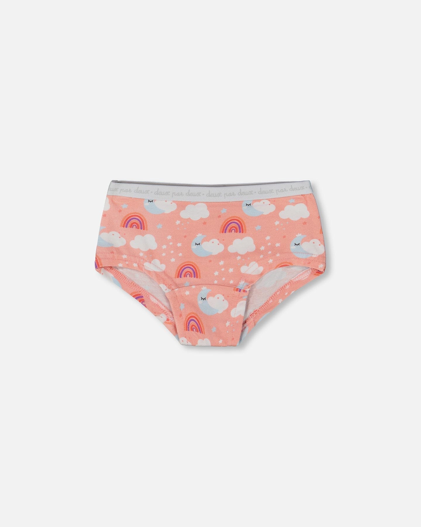 Printed Organic Cotton Boyshort Panty Rainbow On Light Coral - G30PG60_027