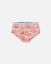 Printed Organic Cotton Boyshort Panty Rainbow On Light Coral