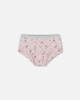 Printed Organic Cotton Boyshort Panty Small Pink Flowers On Pale Pink Background