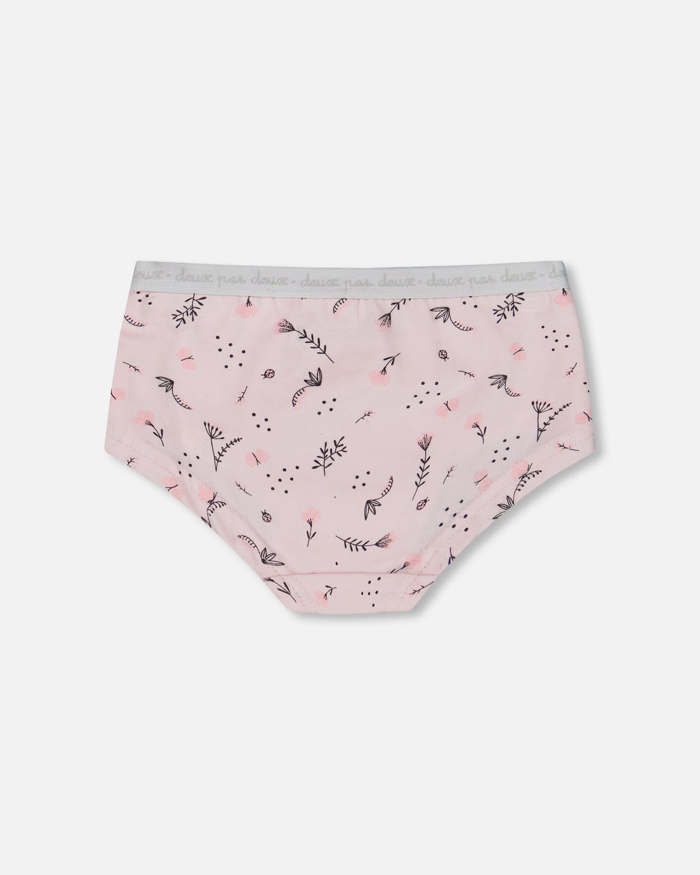 Printed Organic Cotton Boyshort Panty Small Pink Flowers On Pale Pink Background - G30PG60_028