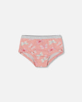 Printed Organic Cotton Boyshort Panty Pink And Blue Butterflies On Old Pink