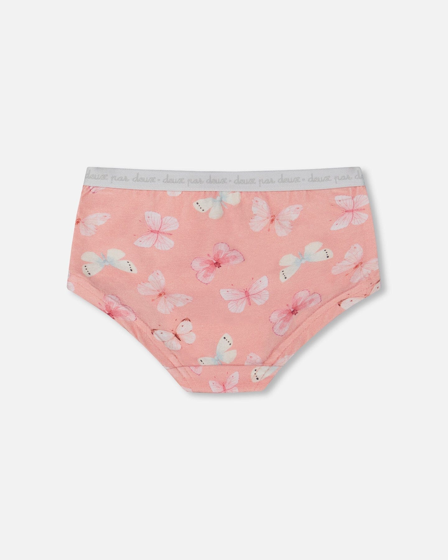 Printed Organic Cotton Boyshort Panty Pink And Blue Butterflies On Old Pink - G30PG60_030