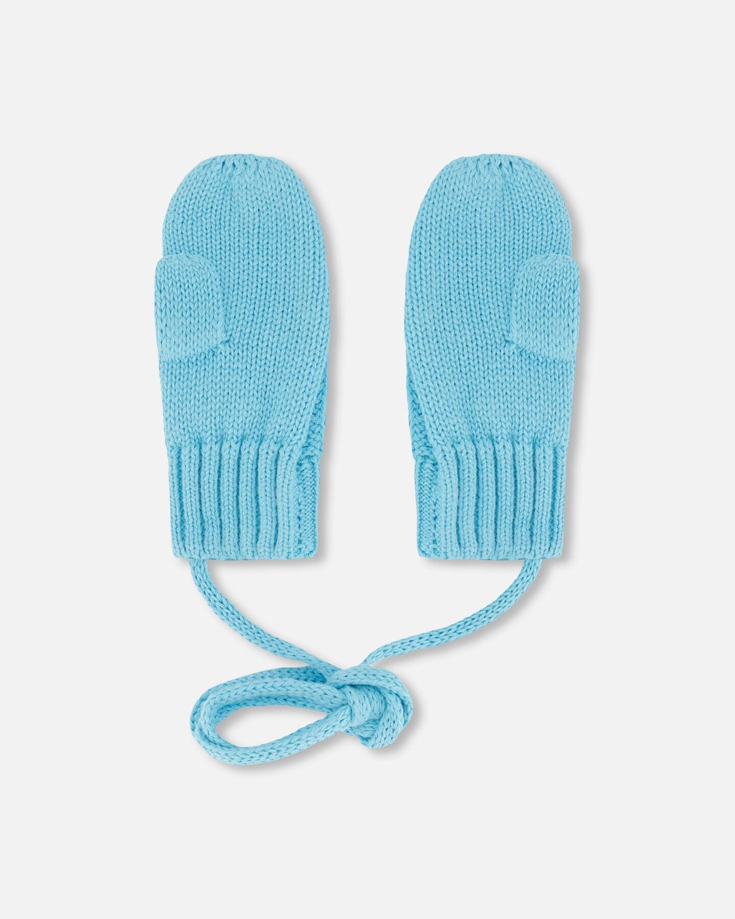 Baby Knit Mittens With String Light Blue - G30WT25_447