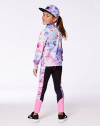 Colorblock Athletic Leggings Black And Multicolored Butterflies - G30XG60_999