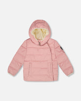 Packable Winter Puffy Coat Designed For Car Seat Dusty Pink