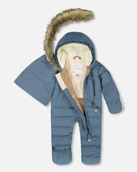 One-Piece Baby Snug Snowsuit Designed For Car Seat Dark Gray Blue - H10B701_454