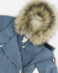 One-Piece Baby Snug Snowsuit Designed For Car Seat Dark Gray Blue - H10B701_454