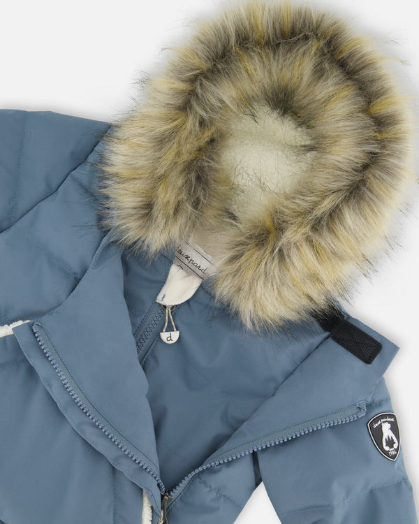 One-Piece Baby Snug Snowsuit Designed For Car Seat Dark Gray Blue - H10B701_454