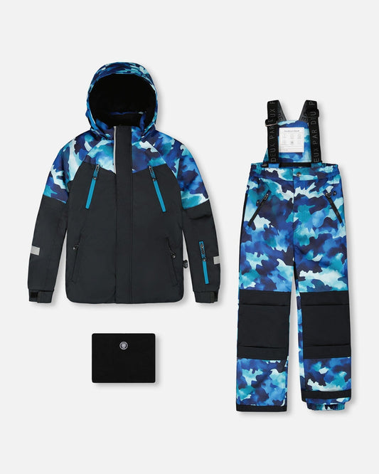 Two-Piece Play Snowsuit Teal Blue Camouflage - H10PB27_189
