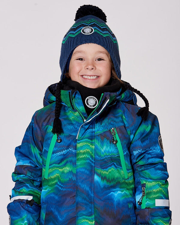 Lined Peruvian Knit Pompom Hat Blue And Green - H10Z44_000