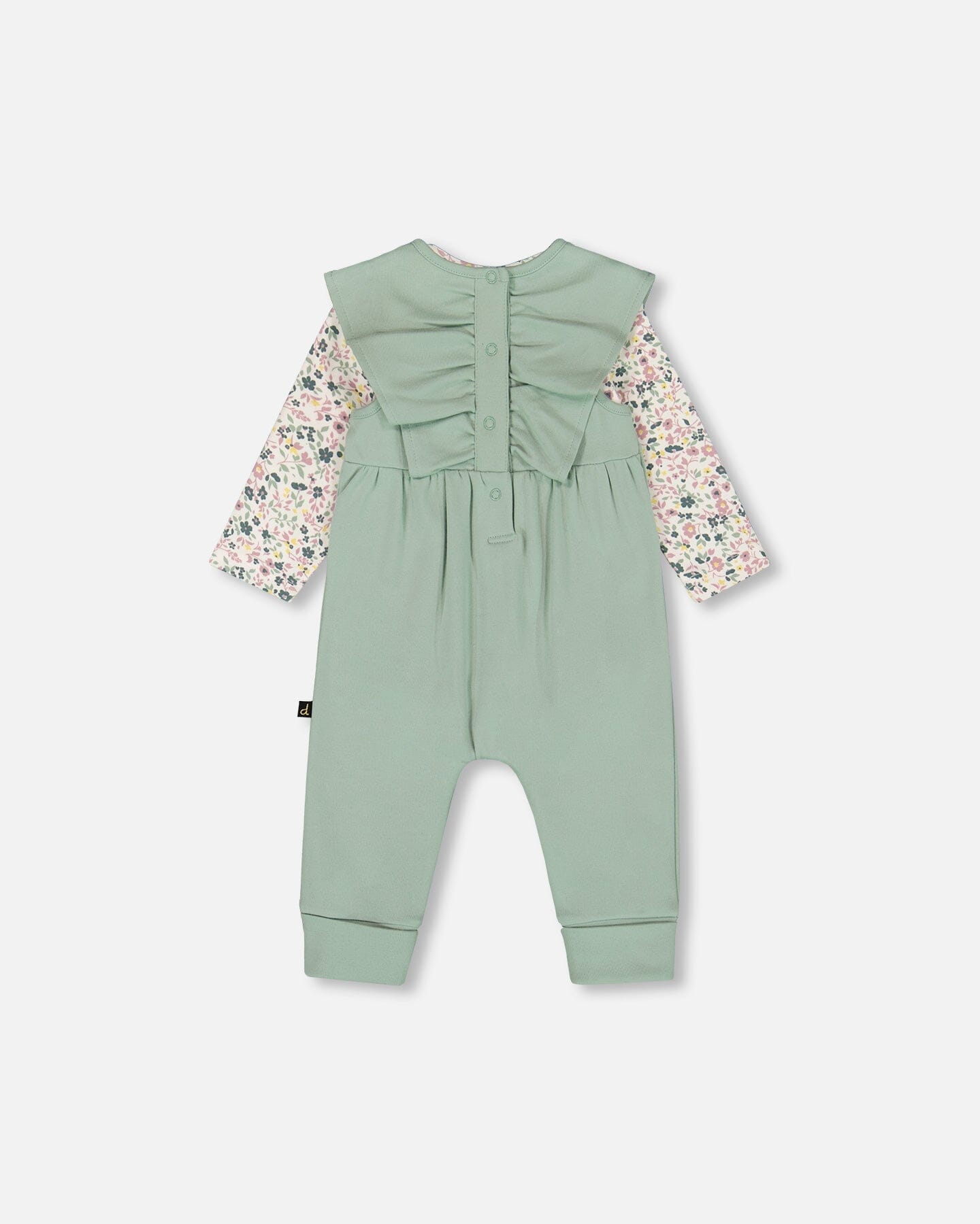 Organic Cotton Bodysuit And Sleeveless Overalls Set Jade Green - H20A12_325