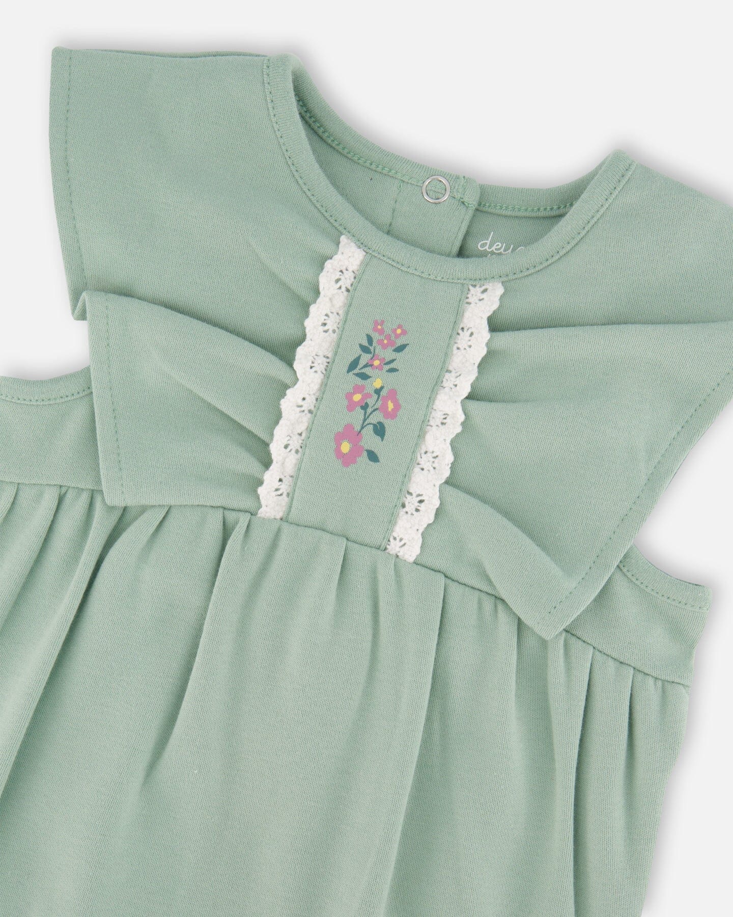 Organic Cotton Bodysuit And Sleeveless Overalls Set Jade Green - H20A12_325