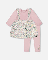 Organic Cotton Bi-Material Tunic And Leggings Set Neutral Purple - H20A13_557