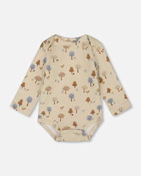 Organic Cotton Onesie Beige Tree Print - H20C70_052