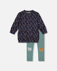 Tunic And Leggings Set Navy Floral - H20E11_056