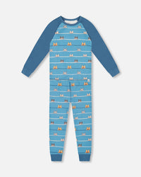 Two-Piece Organic Cotton Pajama Set Blue Dog Print - H20PB10US_062