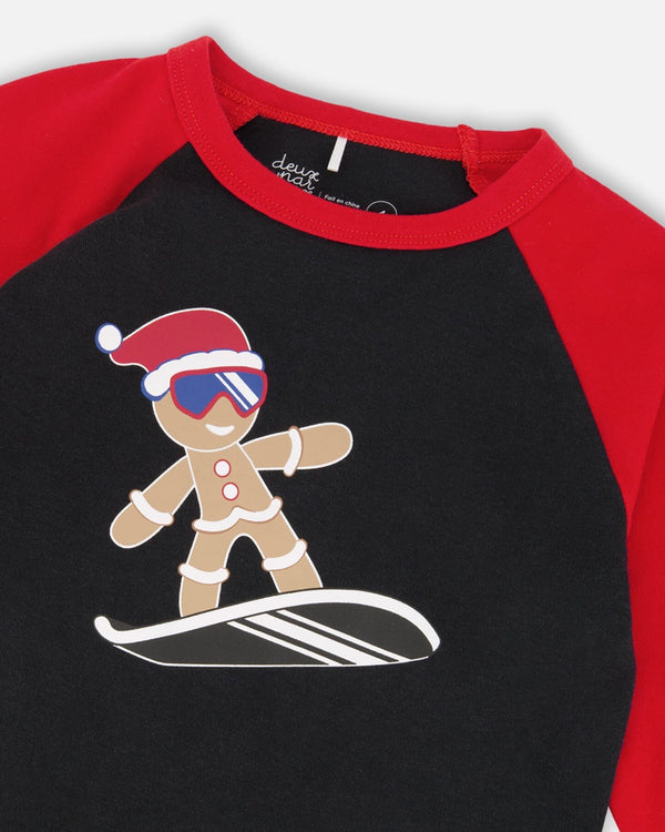 Two-Piece Organic Cotton Pajama Set Black Cookie Print - H20PB10US_067