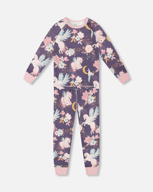 Organic Cotton Two-Piece Pajamas Watercolor Unicorns - H20PG10US_038