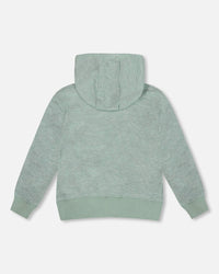 Super Soft Hooded Brushed Jersey Sweatshirt With Graphic Print Green - H20T32_325
