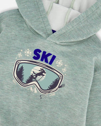 Super Soft Hooded Brushed Jersey Sweatshirt With Graphic Print Green - H20T32_325