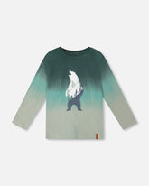 Long Sleeve Organic Cotton Gradient Jersey Tee Bottle Green