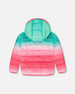 Quilted Mid-Season Jacket Green And Pink Gradient - H20W64_035